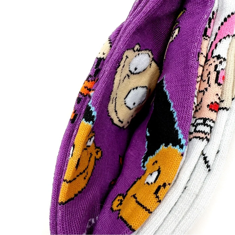 Nickelodeon 90s Retro Crew Socks Mens Womens Hey Arnold Rugrats Fun Novelty Gift